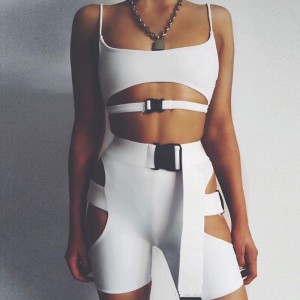 2 piece outfits Buckle two piece set top and pants